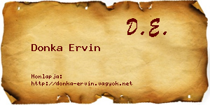 Donka Ervin névjegykártya